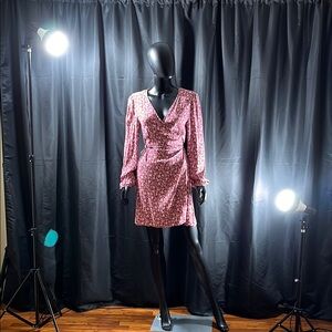 Elodie Pink and Gold Sequin Wrap Dress